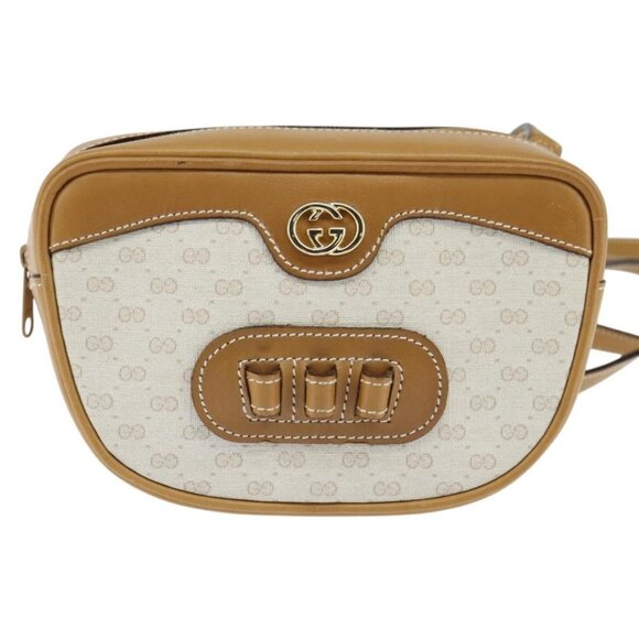 GUCCI Micro GG Supreme Shoulder Bag PVC Beige Gold - Picture 8 of 16